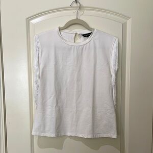 White Fringe Sleeve Top